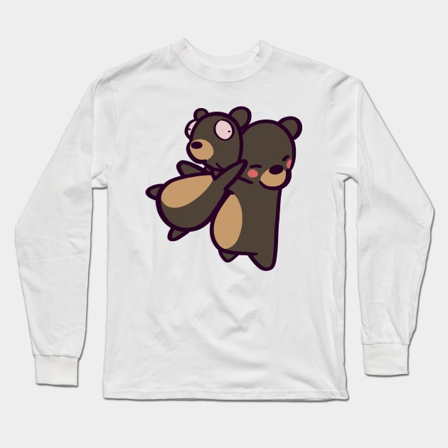 Black Bear Hug Long Sleeve T-Shirt by ThumboArtBumbo